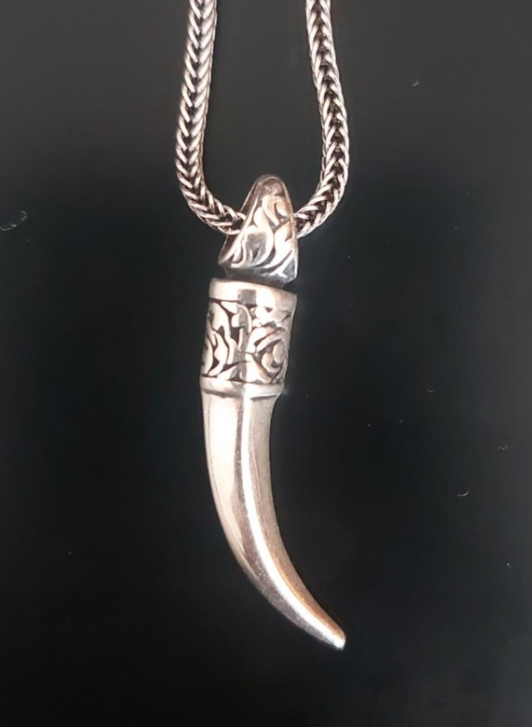 925スターリングシルバーの象牙ネックレス - 象牙の歯型ペンダント