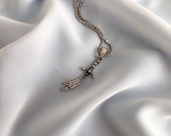 925K Silver Unisex Necklace, Zulfiqar Sword Necklace, Islamic Religious Jewelry, Gift for Muslim Unisex, Islamic Necklace, Sword Necklace