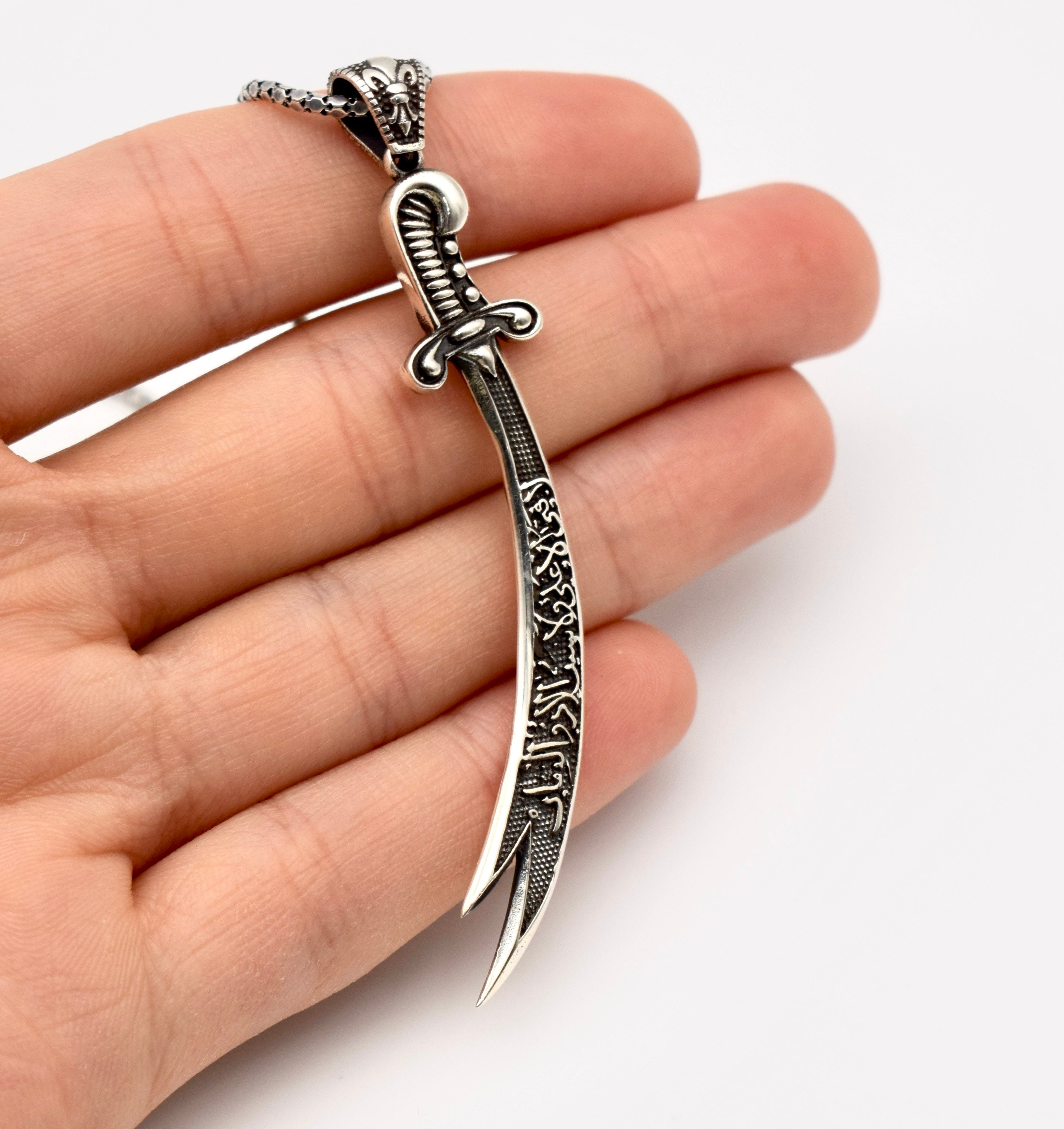 Collana Spada Zulfiqar In Acciaio - Ciondolo Islamico Per Uomini E Donne, Regalo Religioso - Foto 7