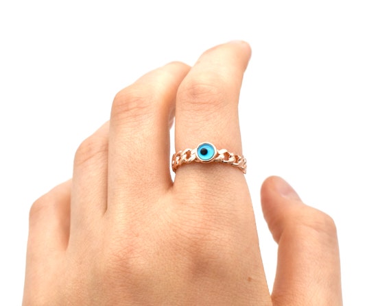 Swarovski Symbolic Evil Eye Ring, Blue, Rose-gold Tone Plated, Size 52  5441193 768549447013 - Jewelry - Jomashop