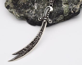 Zulfiqar Sword Necklace, Arabic Written Zulfiqar, Imam Ali Zulfiqar Sword, Islamic Necklace, Muslim Men Gift, Shia Gifts, Muslim Jewelry