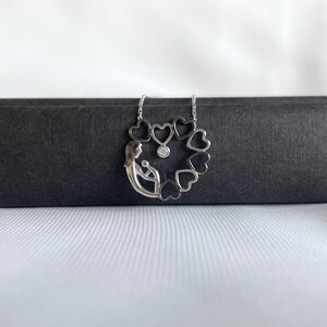 Silver Mother Child Love Necklace, Heart Necklace, Family Love Necklace, Mother&#39;s Day Gift, Christmas Gift, Gift for Mom, Mother Heart