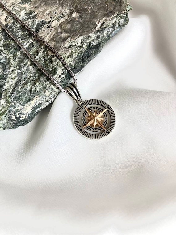 Engraved on sale compass necklace
