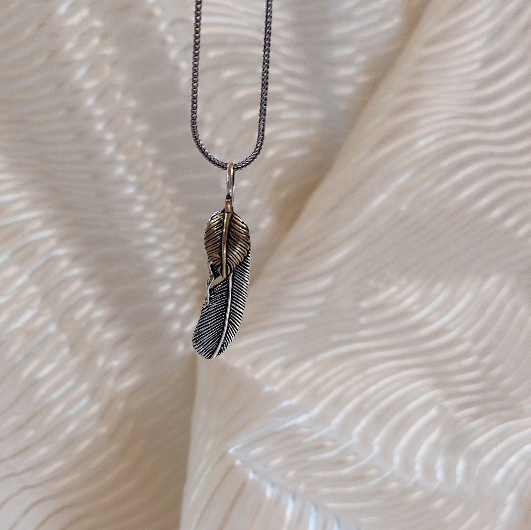 Silver Feather Necklace for Men, Feather Necklace Sterling Silver
