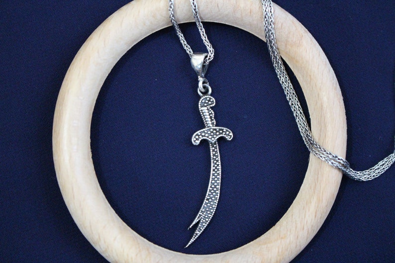 925 Sterling Silver Zulfiqar Sword Necklace Islamic Sword Necklace Sword Pendant