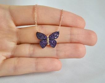 【BLACKPURPLE】Black Purple 5P Blue Butterfly Necklace BLACKPURPLE (ブラックパープル) BLACKPURPLE 5P BLUE BUTTERFLY