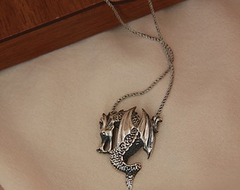 Dragon ketting, Sterling zilveren draak ketting, Dragon sieraden, mystieke ketting, Dragon hanger, mythologie hanger, cadeau voor hem / haar