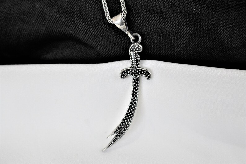 925 Sterling Silver Zulfiqar Sword Necklace Islamic Sword Necklace Sword Pendant