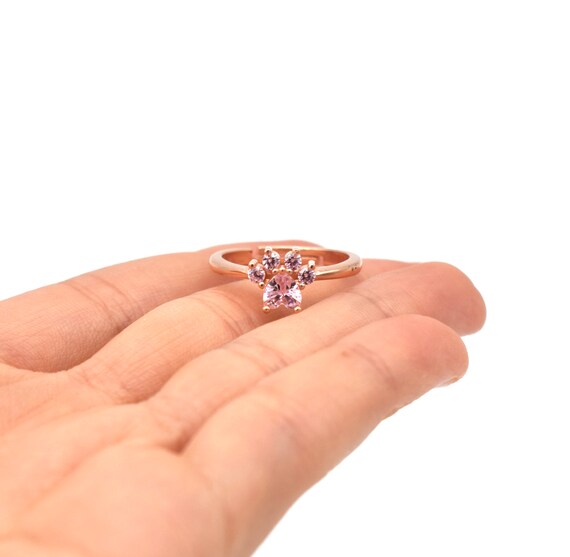 Buy Silver Pink Cat Paw Ring Rose Women Adjustable Cat Dog Paw