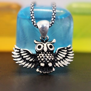 Owl Necklace for Men, 925 Sterling Silver Owl Necklace for Mens, Owl Mens Pendant, Owl Jewelry, Owl Lovers Gift, Minimalist Owl Necklace