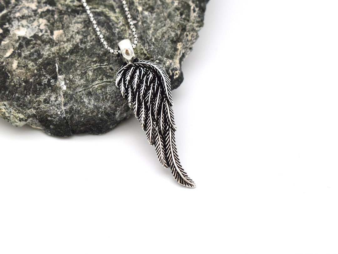 Wing Necklace Men, 925 Sterling Silver Wing Necklace, Angel  display picture 1