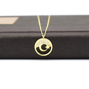 Collier drapeau turc en argent, collier croissant de lune et étoile en argent, collier étoile de lune, collier croissant de lune, collier dinde en argent,