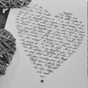 Custom lyrics In my daughters eyes music personalised gift calligraphy hand written