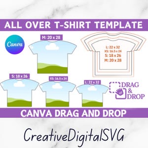 All Over T-Shirt Canva Editable Template Bundle, T-Shirt Template, T-Shirt Sublimation Blank, All Over Shirt Design, Canva Drag And Drop