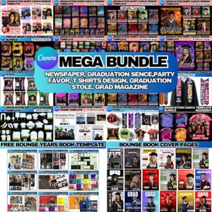 Plantilla Canva Mega Bundle de Graduación Plantilla Canva de Graduación Paquete de Pósters, Volantes, Invitaciones y Tarjetas Editables de la Clase de 2025 Imprimibles