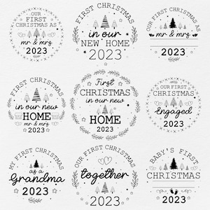 Eerste kerst 2023 ornament SVG-bundel, onze eerste kerst 2023 Svg-bundel, baby's eerste kerstornament Svg, eerste kerstronde