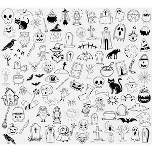100+ Hand Draw Halloween Doodle Clipart Svg Bundle, Halloween Doodles Clipart, Spooky Doodles Svg, Halloween Svg, Halloween Icons SVG PNG