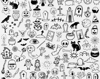 100+ Hand Draw Halloween Doodle Clipart Svg Bundle, Halloween Doodles Clipart, Spooky Doodles Svg, Halloween Svg, Halloween Icons SVG PNG