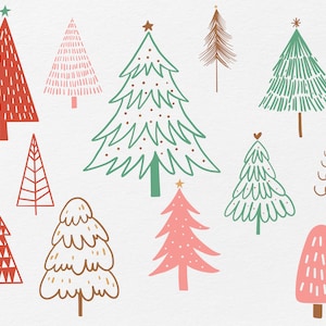 Árvore de Natal Svg, Árvore de Natal Doodle Svg, Clipart de Árvore de Natal, Camiseta de Natal Svg, Natal Svg, Árvore de Natal Desenhada à Mão, Cricut