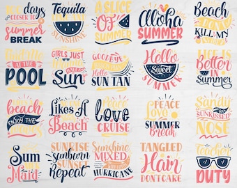 Summer Bundle Svg, Summer Quotes Bundle Svg, Hello Summer Svg, Summertime Svg, Vacation Svg, Beach Svg, Beach life Svg, Svg Files for Cricut