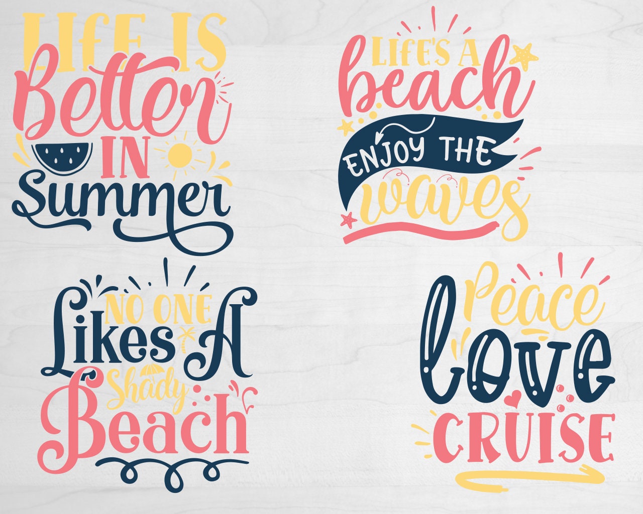 Summer SVG Bundle Beach Shirt SVG for Cricut Summer Tee Bundle SVG Bundle  Beach Vibes Digital Download 