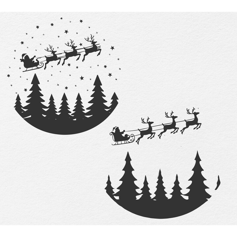 Santa Sleigh and Reindeer Svg Png Bundle, Santa Sleigh Svg, Reindeer ...