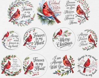 Christmas Red Cardinal Clipart Png Bundle, Cardinal Christmas Ornament PNG Bundle, Red Cardinal Christmas Png, Christmas Memorial Ornament
