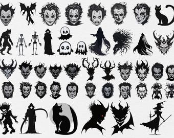 60+ Halloween Character Svg Bundle, Horror Svg Bundle, Halloween Svg, Horror Character Svg, Horror Svg, Halloween Silhouette Cricut