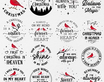 Christmas Cardinal Ornaments SVG Bundle, Christmas Ornament Svg, Memorial Christmas Ornament Svg, Christmas Cardinal Svg, Cricut Digital