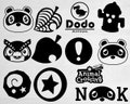 12 Animal Crossing Bundle Svg, Png, Dxf, Eps. Digital File. Silhouette Black and White color svg pack - nook svg. New Horizons Svg product logo