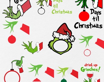 Grinch Christmas SVG Bundle, Ornament, Monogram (Digital Download)