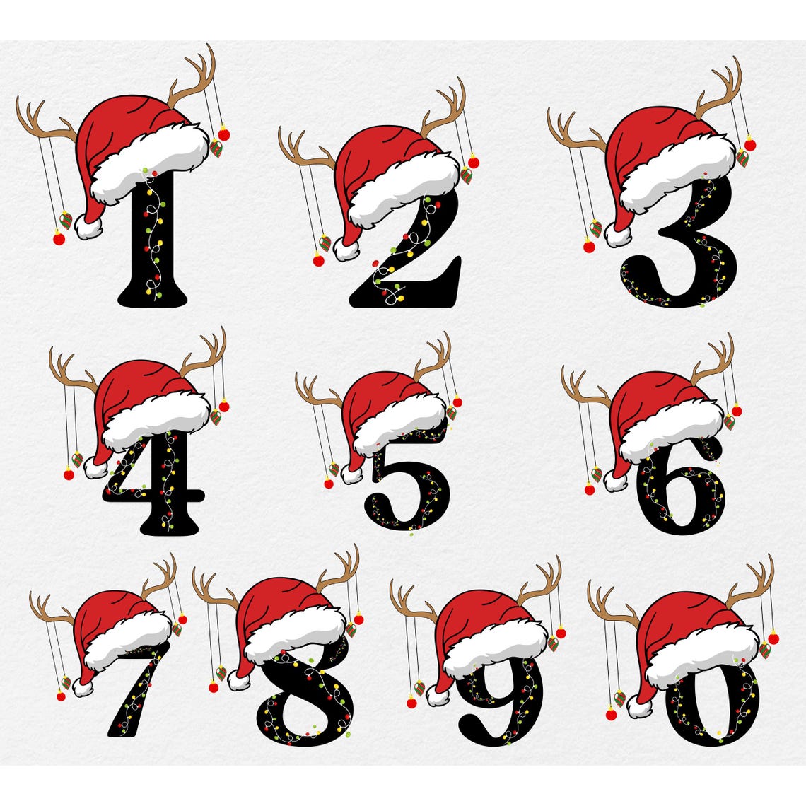 Alfabeto navideño SVG, letras A-Z, gorro de Papá Noel SVG, números ...