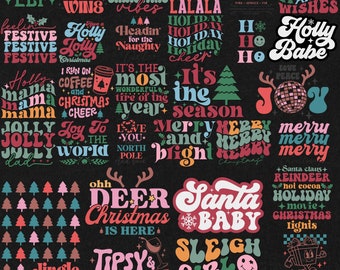 35 retro kerst SVG bundel, retro kerst sublimatie ontwerpen, kerstshirt SVG, kerstversiering SVG, Merry Christmas SVG