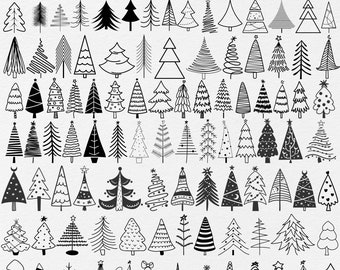 100+ Christmas Tree Svg Png Bundle, Christmas Tree Outline, Christmas Tree Svg Hand Drawn, Christmas Ornaments Svg, Christmas Tree Clipart
