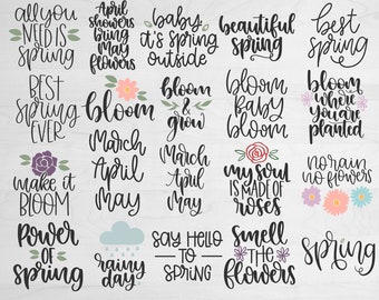 Spring Svg, Spring Bundle Svg, Hello Spring Svg, Spring Design for Shirts, Spring Quotes, Spring Cut Files, Cricut, Silhouette