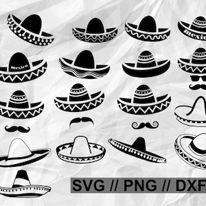 Sombrero SVG Bundle, Sombrero SVG, Sombrero Clipart, Fiesta svg, Sombrero Silhouette Cricut, Fiesta Cut File, Schnurrbart Sombrero svg