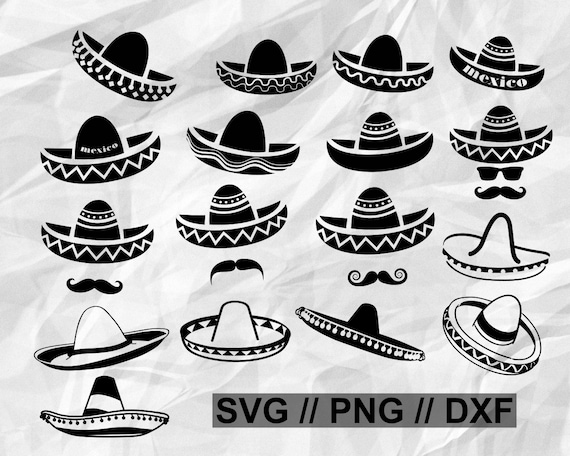Sombrero SVG Bundle, Sombrero SVG, Sombrero Clipart, Fiesta svg, Sombrero Silhouette Cricut, Fiesta Cut File, Mustache Sombrero svg