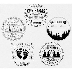 First Christmas 2025 Ornament SVG Bundle, Our First Christmas 2025 Svg Bundle, Baby&#39;s First Christmas Ornament Svg, First Christmas Round