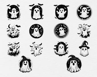 Cute Ghost Svg Bundle, Halloween Svg, Ghost Svg Bundle, Cute Ghost Png, Ghost Svg, Boo Svg, Spooky Season Svg, Cute Halloween Svg