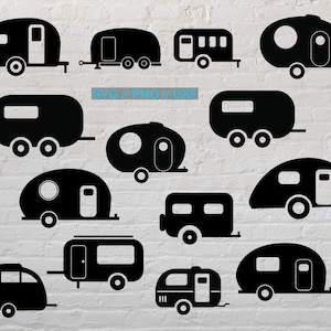 Släpvagnspaket Svg, Släpvagnsklippfil för Cricut, Resesvg, Camping Svg, Släpvagnsklippkonst, Camping Släpvagnssvg, Släpvagnssilhuett,