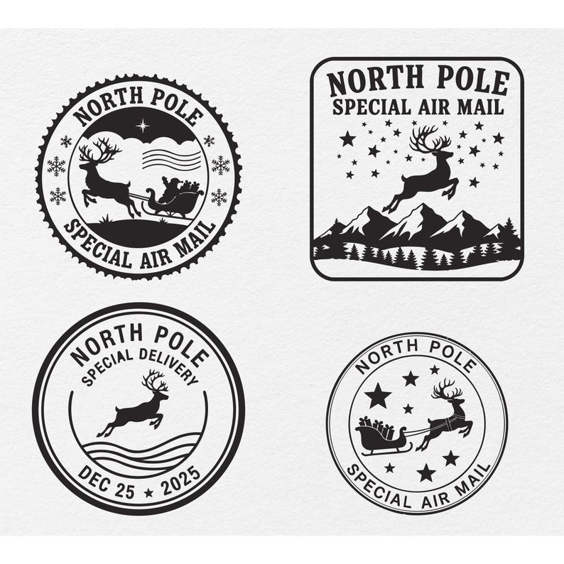 North Pole Stamp SVG Bundle, North Pole Mail Express Post Svg ...