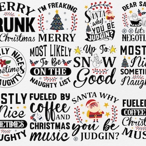 Grappige kerst SVG-bundel, Merry Christmas Svg, Christmas Sign Svg, Christmas Quotes Svg, kerst Svg, kerstshirt Svg, digitale bestanden