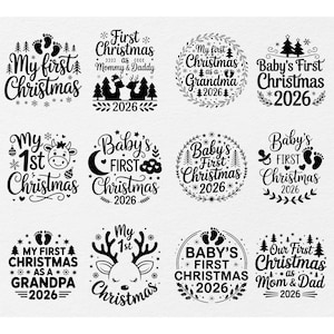 Baby&#39;s first Christmas Ornament Svg Bundle, Our First Christmas Svg, My First Christmas Svg, Christmas Ornaments Svg, Baby Gift Svg, 1st Svg