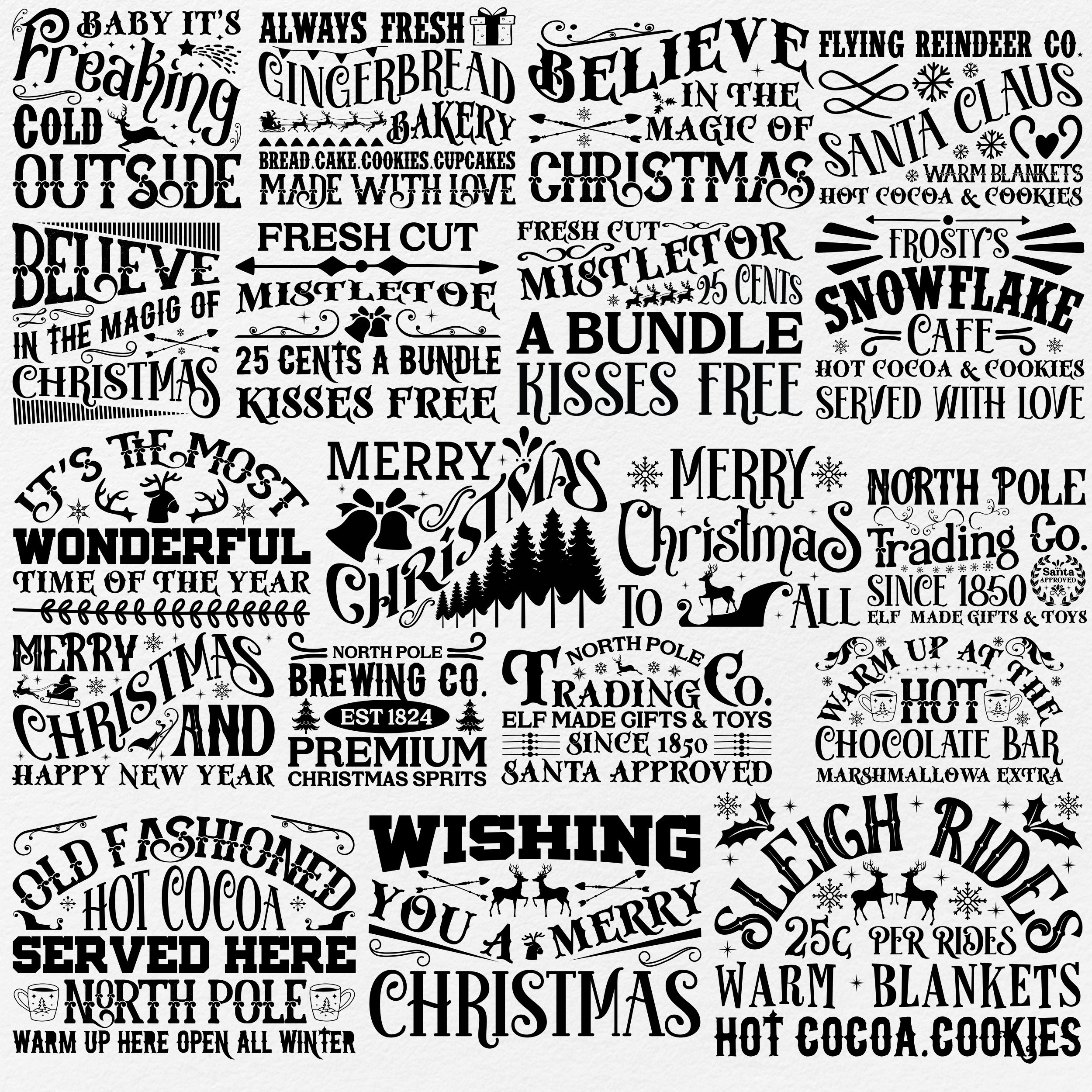 Vintage Christmas 25 Designs Svg, Farmhouse Christmas Svg Bundle, Farmhouse Christmas Sign Svg, Farm Fresh Svg, Vintage Christmas Cricut