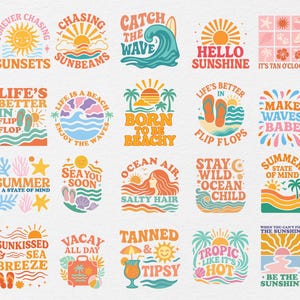Conjunto de SVG de praia de verão retrô boho, camiseta de praia de verão retrô SVG, conjunto de SVG de verão, conjunto de SVG de verão retrô, conjunto de SVG de verão boho, Cricut