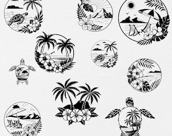 25+ Beach Scene Svg Bundle Sea Turtle, Line Art for Shirts, Crafting and Home Decor, Beach Svg, Summer Svg, Sea Turtle Svg, Turtle Line Art