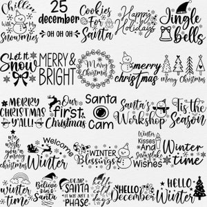Paquete de 70 divertidos SVG navideños: letreros navideños, frases navideñas divertidas, adornos navideños, Feliz Navidad, invierno