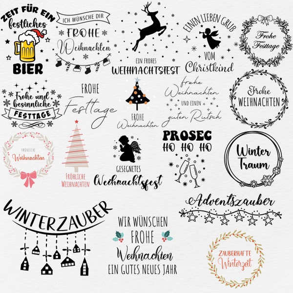 Plotterdatei Weihnachten svg, Schriftzuge Weihnachten deutsch, Weihnachten svg, German Frohe Weihnachten Plotter File Svg, Plotterdatei