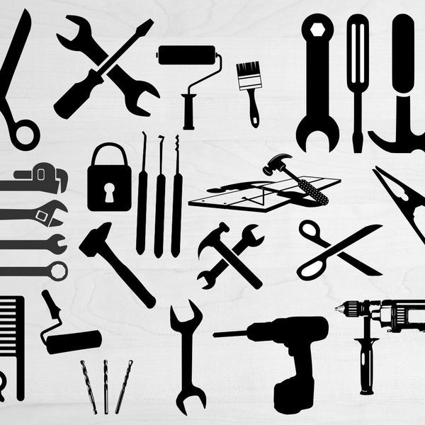 Tools Bundle SVG, Tools Svg, Hammer Svg, Worker Tool Svg, Instrument Svg, Tool Svg, Buildings Tools, Garden Tools Svg, Dad Tools Svg, Cricut