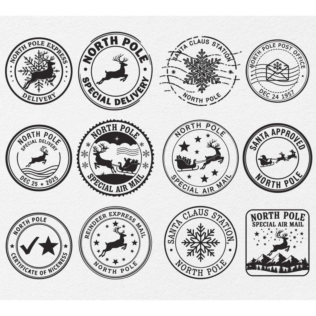 North Pole Stamp SVG Bundle, North Pole Mail Express Post Svg ...